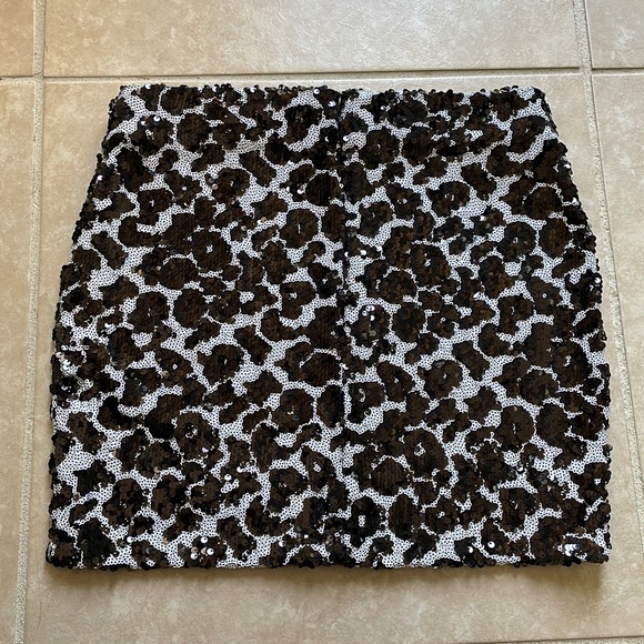 Dress the Population Black and white leopard sequin mini skirt - Picture 5 of 5
